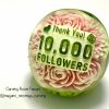 Thank You! 10,000 FOLLOWERS の周りに様々な花を彫ったフルーツカービング。スイカは赤が出せるので華やかです。